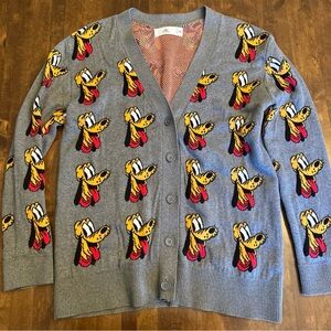 Disney Store Pluto Dog 90th Anniversary Varsity Grey Cardigan Adult Size Medium